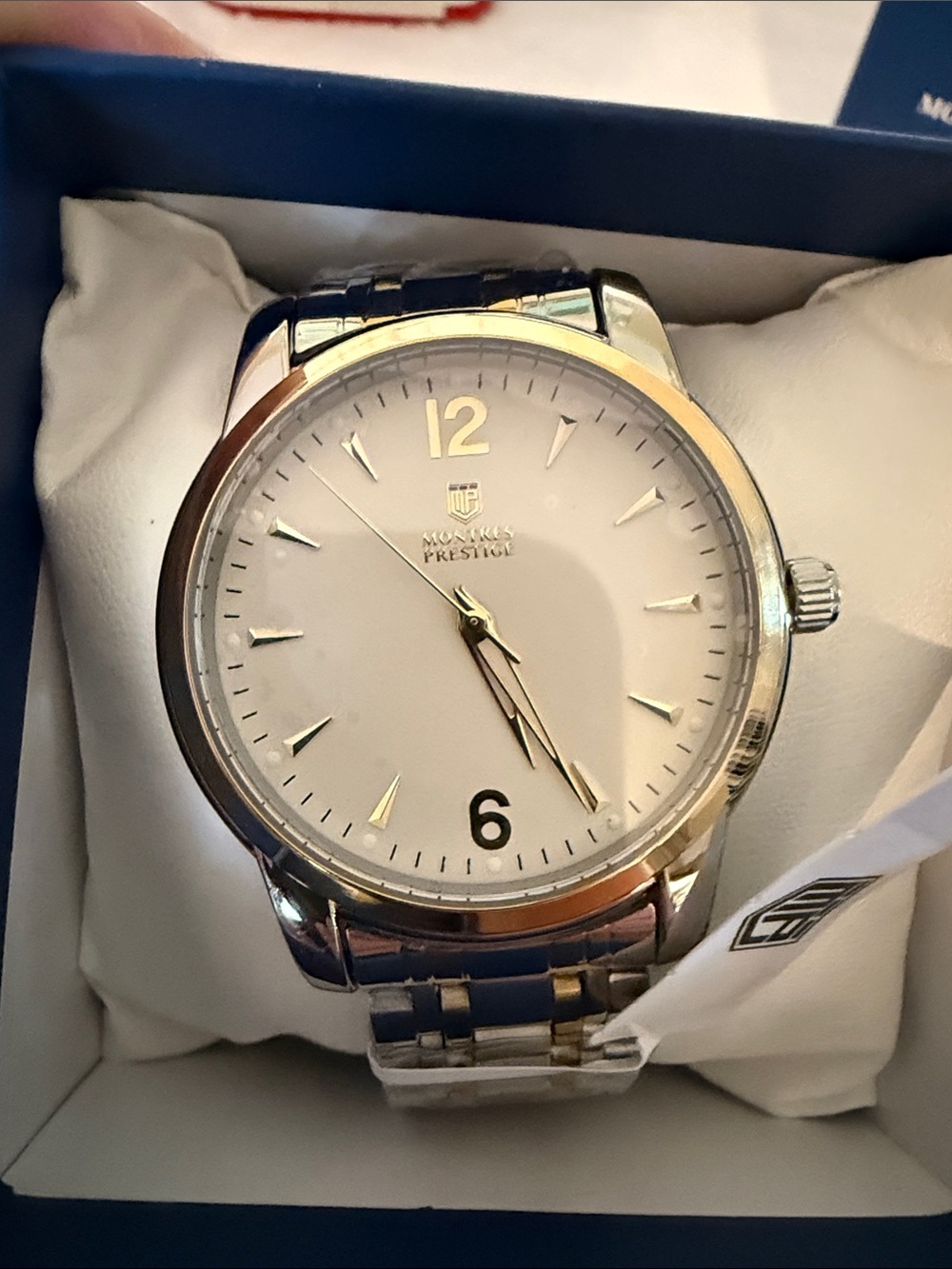 Men's Silver Stainless Steel Dress Watch - White Dial